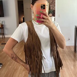 A&F Brown Fringe Vest